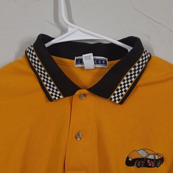 Jerzees #53 Adult Men's L Yellow Checkered Flag Collar Short Sleeve Polo... - Picture 4 of 8